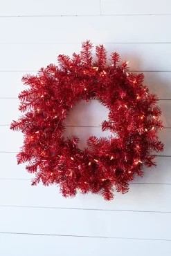 New 20” Lighted Red Wreath Christmas Wreaths