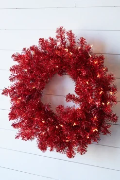 New 20” Lighted Red Wreath Christmas Wreaths