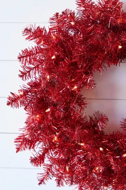 New 20” Lighted Red Wreath Christmas Wreaths