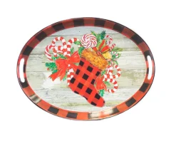 Outlet 20.5” Metal Holiday Design Tray Christmas Accents