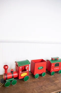 Cheap 53” Metal Holiday Santa Express Train - Set Of 3 Christmas Accents