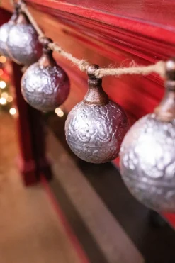 Online 42” Metal Silver Rustic Ornament Garland Christmas Garlands