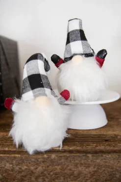 Store 7” Mini Buffalo Check Gnome Christmas Accents
