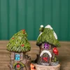 Discount 4.5” Mini Resin Light Up Holly Tree House Christmas Accents