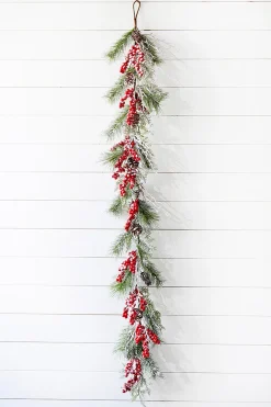 Clearance 5' Mix Pine Snow Berry Garland Christmas Garlands