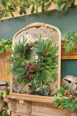 Shop 26” Mixed Greens With Pine Cones Swag Wreath Christmas Teardrops|Natural Greenery