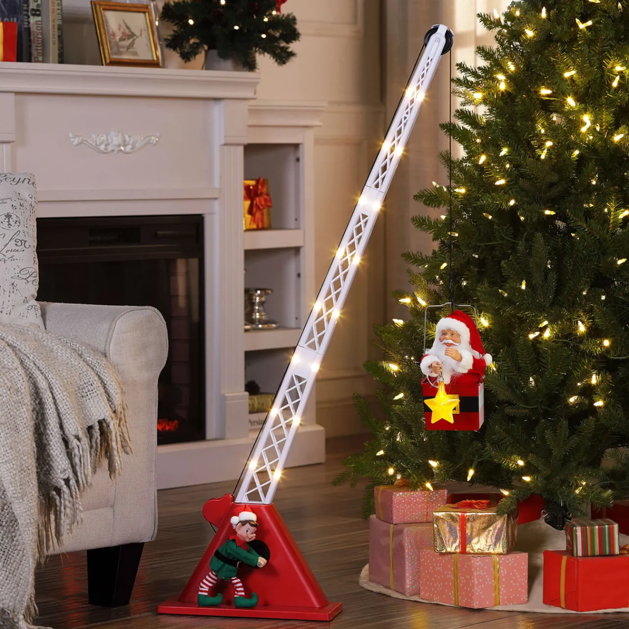 New 43" Mr. Christmas Animated Santa's Crane Christmas Accents