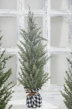 Outlet 21" Pine Tree With Plaid Fabric Christmas Accents
