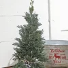 Fashion 24" Plastic Cedar Tree In Black & White Buffalo Fabric Bucket Christmas Accents