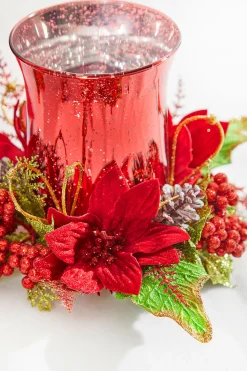 Flash Sale 6" Poinsettia & Pine Centerpiece Christmas Accents
