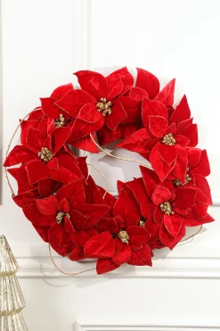 Clearance 21” Poinsettia Wreath Christmas Wreaths