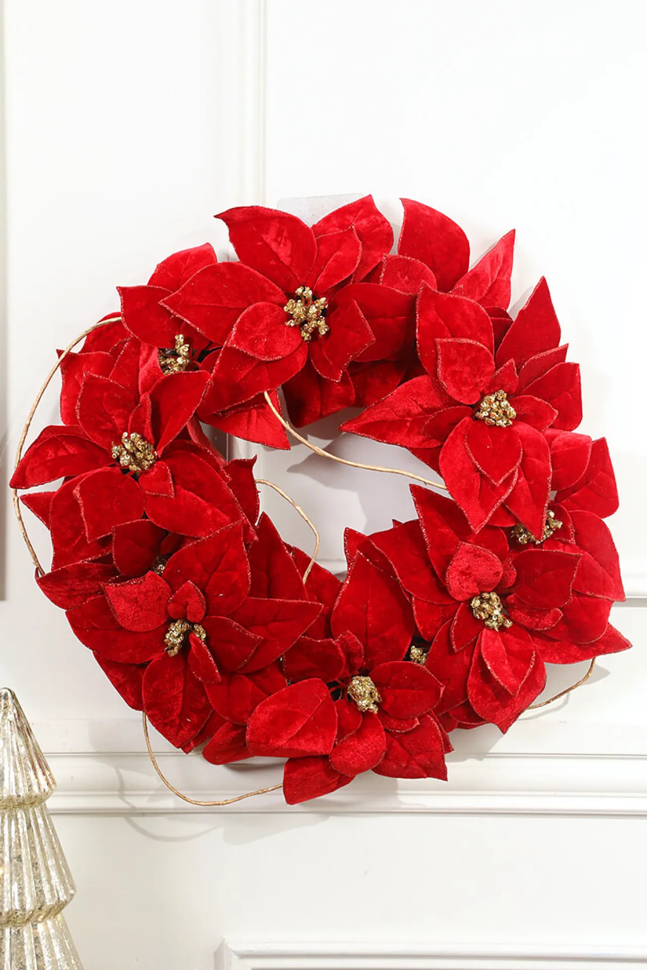 Clearance 21” Poinsettia Wreath Christmas Wreaths