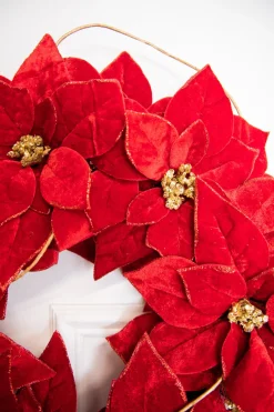Clearance 21” Poinsettia Wreath Christmas Wreaths