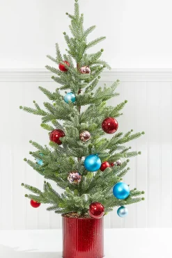 Clearance 36” Potted Tree With Ball Ornament Christmas Accents
