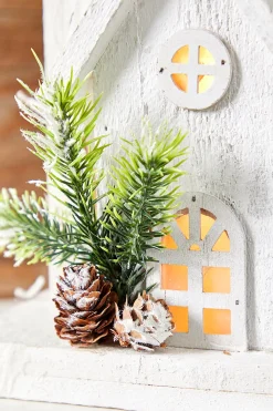Cheap 21" Pre-Lit Wooden Church Christmas Accents