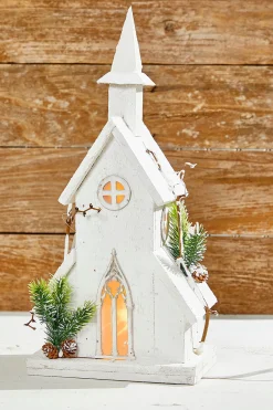 Flash Sale 18" Pre-Lit Wooden Church Christmas Accents