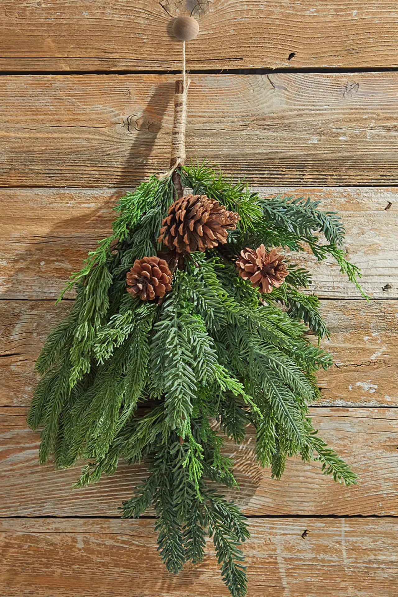 Outlet 24” Real Touch Cedar Spruce Cone Teardrop Natural Greenery