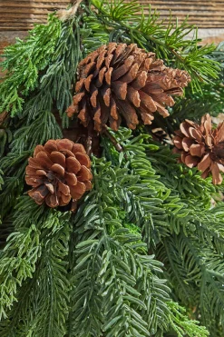 Outlet 24” Real Touch Cedar Spruce Cone Teardrop Natural Greenery