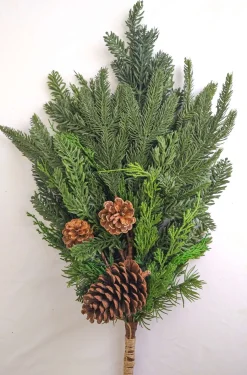 Outlet 24” Real Touch Cedar Spruce Cone Teardrop Natural Greenery