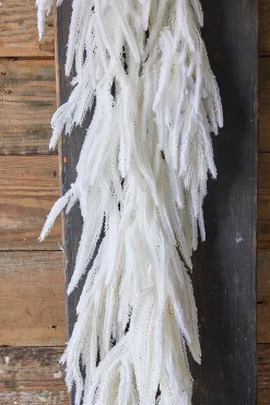 New 48” Real Touch Flocked White Norfolk Garland Christmas Garlands|Natural Greenery