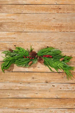 New 36” Real Touch Mixed Evergreen Berry Swag Natural Greenery