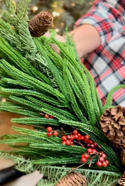 New 36” Real Touch Mixed Evergreen Berry Swag Natural Greenery