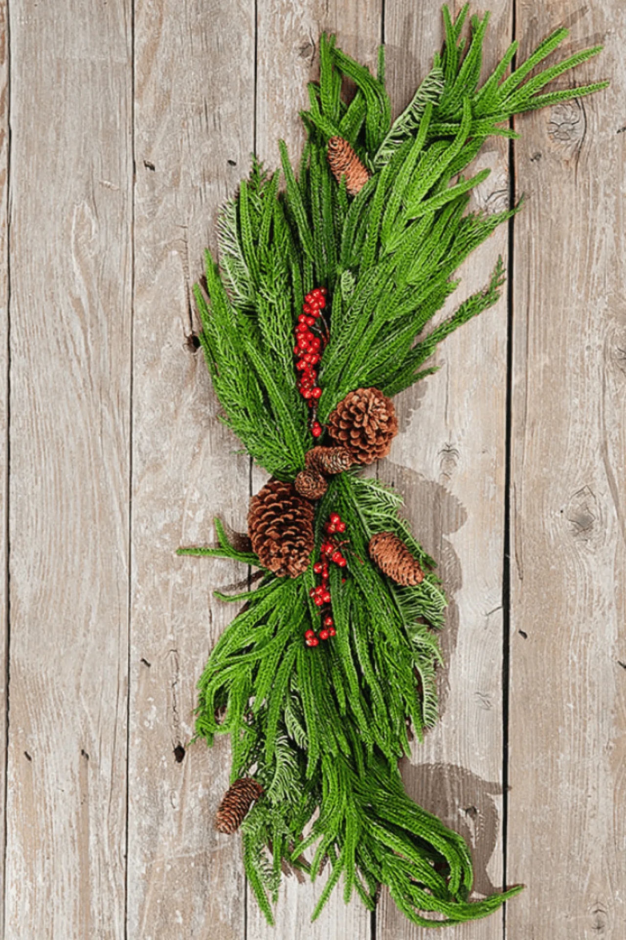 New 36” Real Touch Mixed Evergreen Berry Swag Natural Greenery