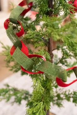 Cheap 66.5" Red And Green Burlap Rope Christmas Garlands