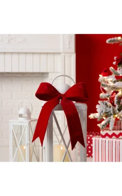 Clearance 16.5” Red Polyester Clip Bow Christmas Accents
