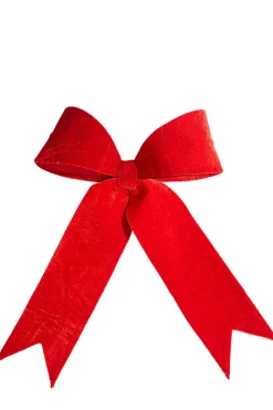 Clearance 16.5” Red Polyester Clip Bow Christmas Accents