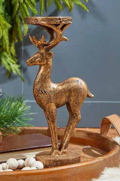 Cheap 12" Resin Deer Candle Holder Christmas Accents