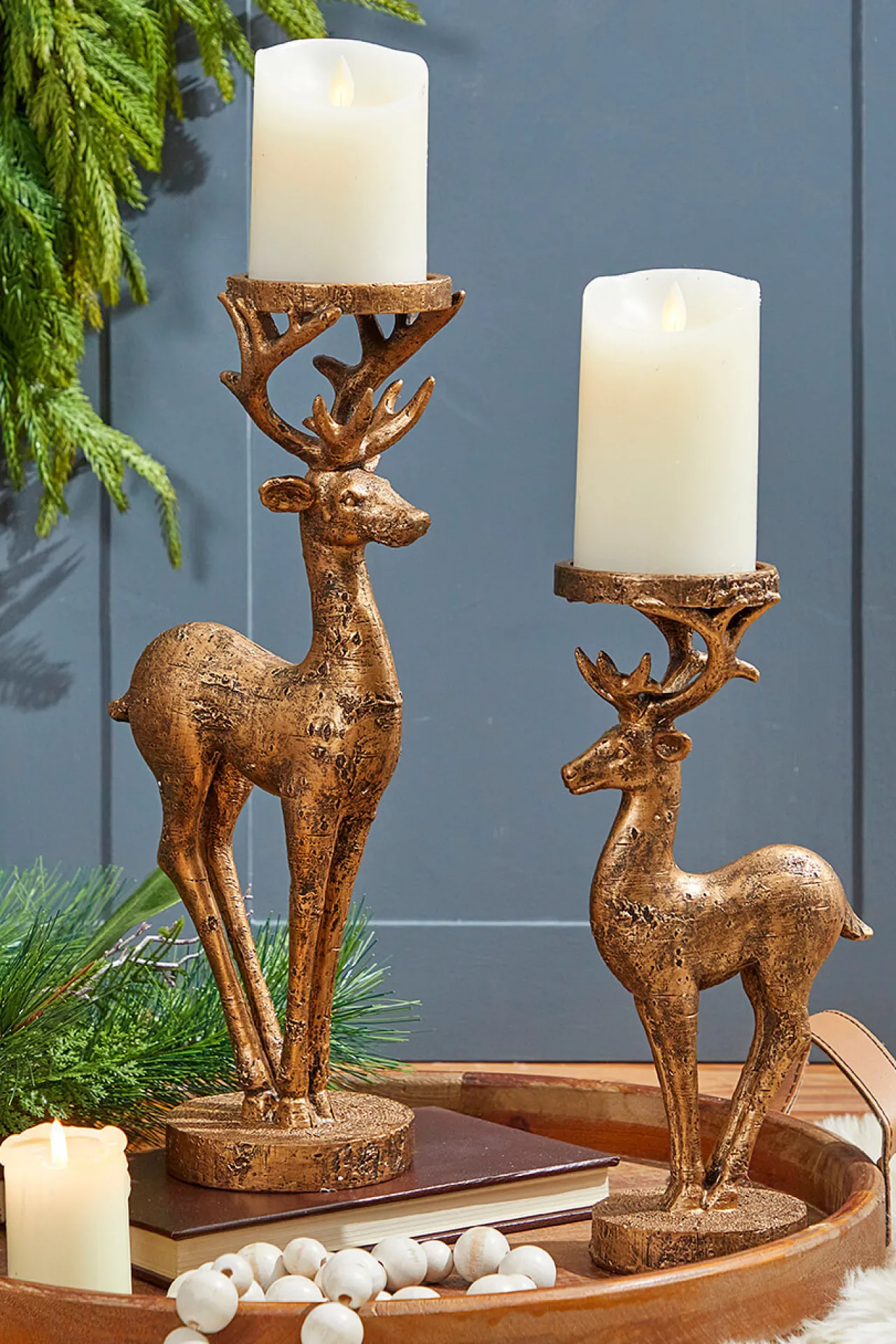 Cheap 12" Resin Deer Candle Holder Christmas Accents