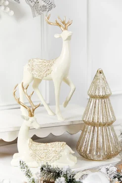 Online 14" Resin Deer With Scroll Saddle Christmas Accents