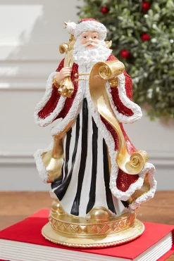 Cheap 11" Resin Elegant Santa With Sack/List Christmas Accents