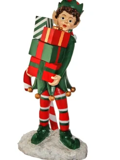 Clearance 48" Resin Elf Holding Packages Christmas Resin