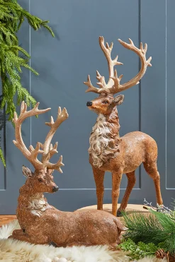 Store 20" Resin Frosted Standing Reindeer Christmas Accents