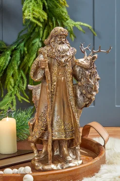 Cheap 15.5" Resin Highlands Santa With Deer Christmas Accents