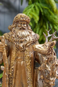 Cheap 15.5" Resin Highlands Santa With Deer Christmas Accents