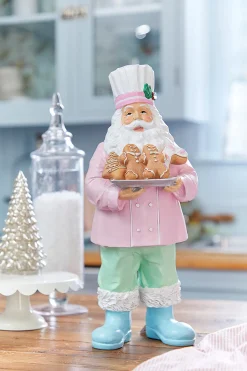 Best 16.6” Resin Pastel Gingerbread Santa Chef Christmas Accents