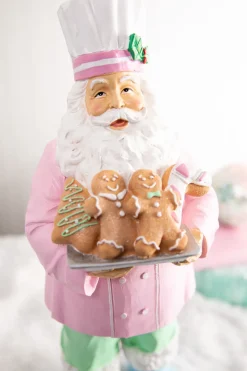 Best 16.6” Resin Pastel Gingerbread Santa Chef Christmas Accents