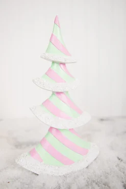 Hot 11.6” Resin Pastel Peppermint Layer Tree Christmas Accents