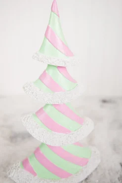Hot 11.6” Resin Pastel Peppermint Layer Tree Christmas Accents