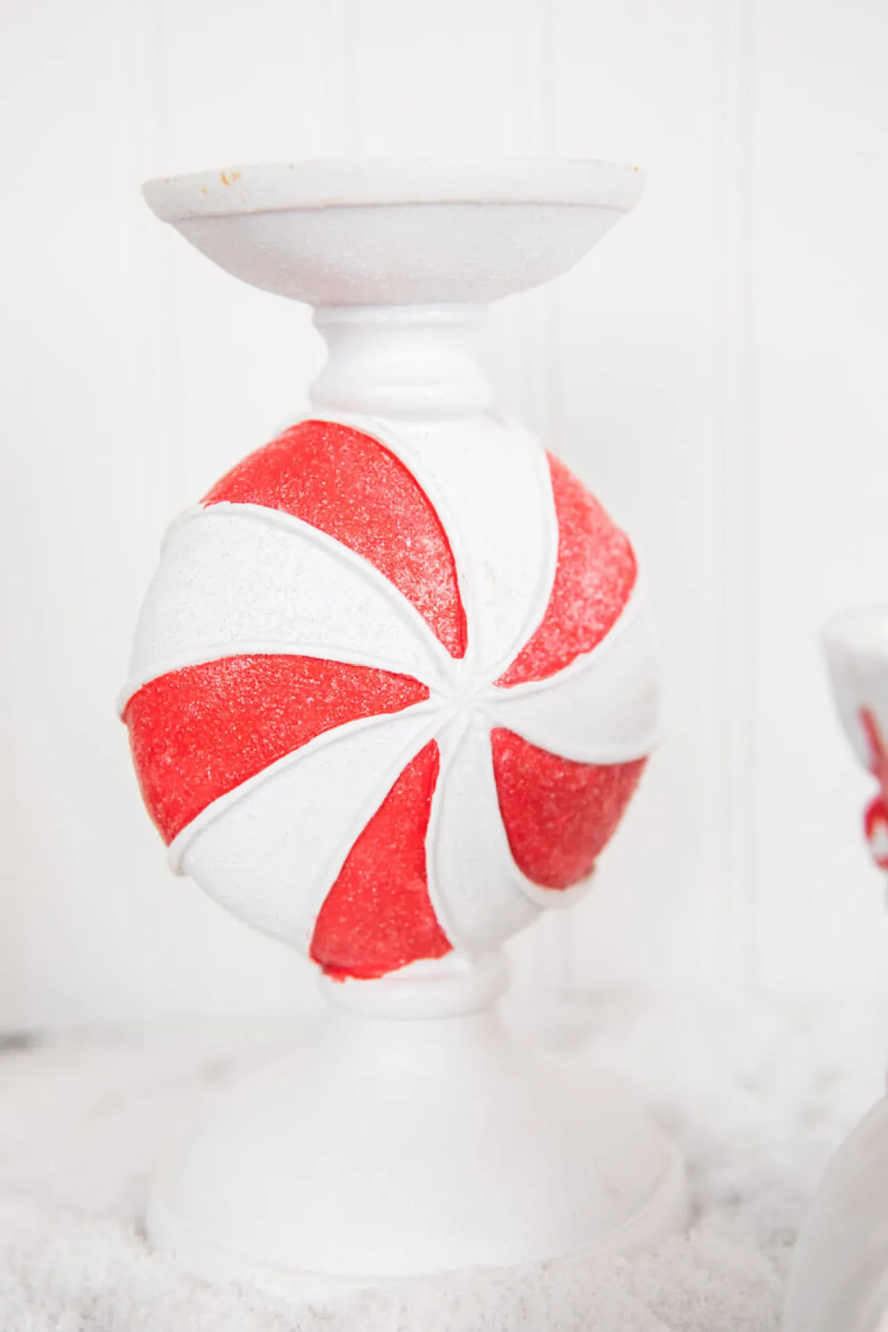 Online 9” Resin Peppermint Candy Candle Holder Christmas Accents