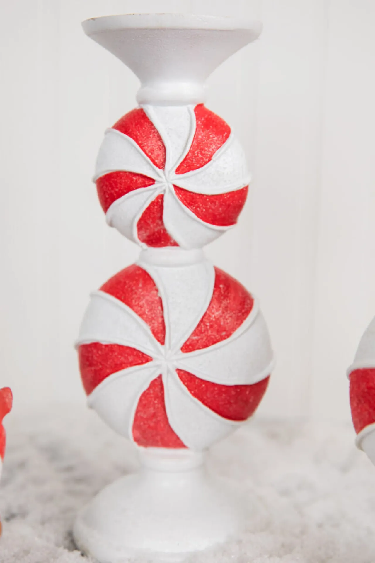 Cheap 11.5” Resin Peppermint Candy Candle Holder Christmas Accents
