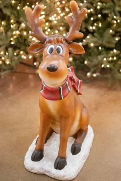 Hot 38" Resin Sitting Whimsical Reindeer Christmas Resin