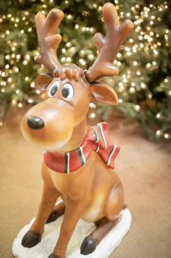 Hot 38" Resin Sitting Whimsical Reindeer Christmas Resin