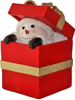 Best 20" Resin Snowman Peeking From Gift Box Christmas Resin