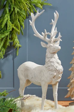 Best Sale 20.5" Resin Standing Whitewash Reindeer Christmas Accents