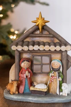 Discount 9” Resin Traditional Kid Nativity Scene Christmas Accents