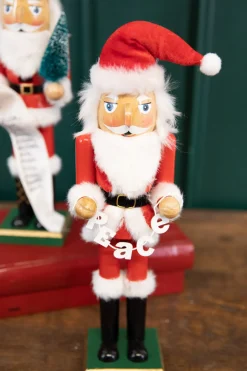 Hot 15" Santa Nutcracker With Peace Garland Christmas Accents